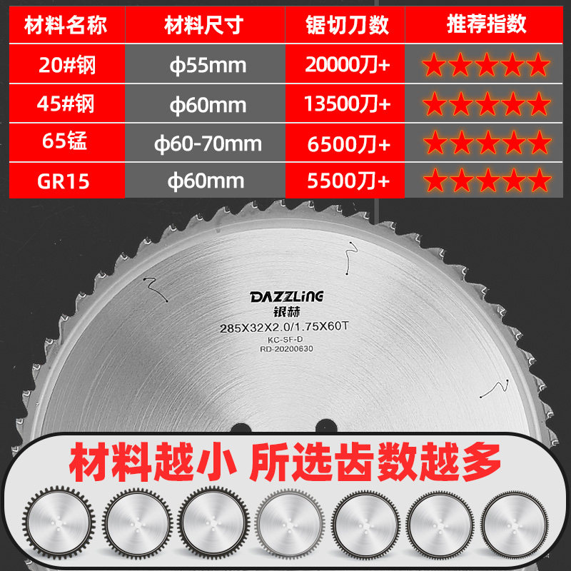 圆锯片切管机金属切割硬质合金刀片高速钢不锈钢镀锌铁管陶瓷冷锯