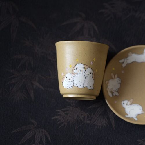 闲庭茶器【兔来运转】泊物可爱小壶套组原矿段泥80cc可爱宜兴紫砂