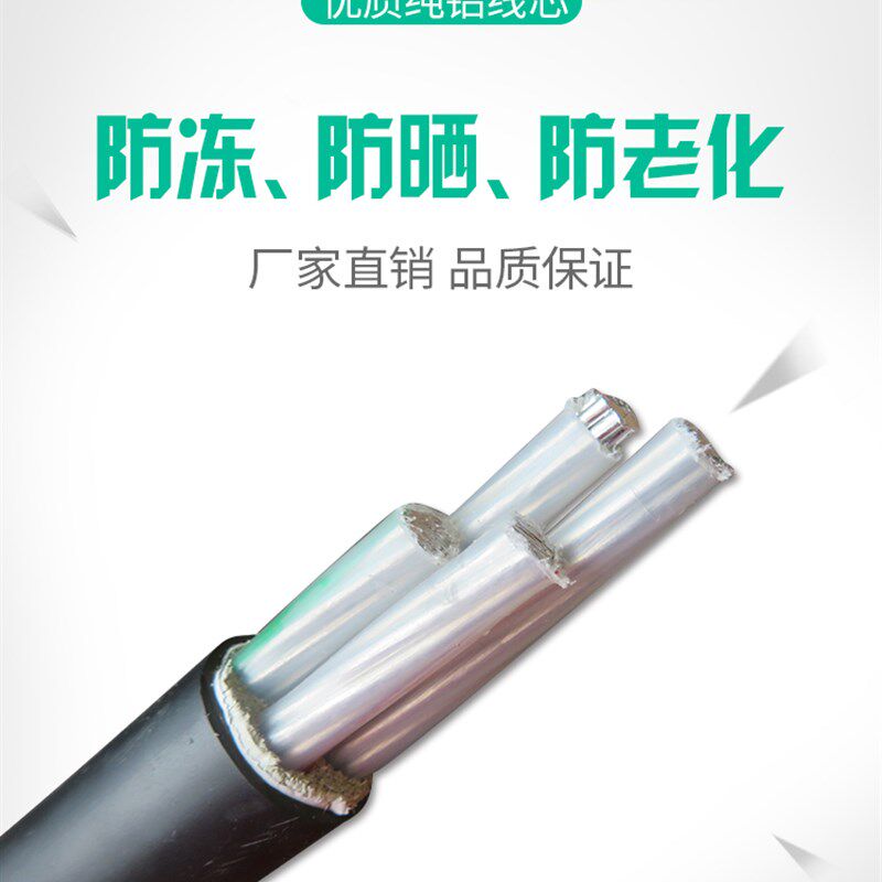 国标铝芯电缆线4芯10 16 25 35 50平方铝线三相四线架空铠装电缆