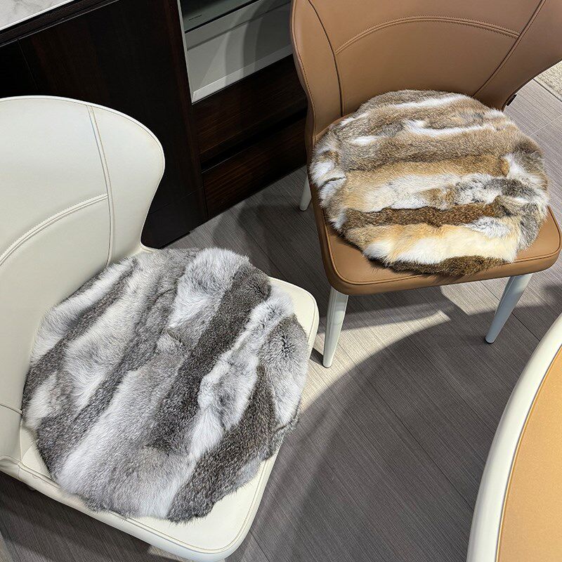 加厚动物皮毛一体坐垫圆形餐椅垫凳子垫大号记忆棉垫地上蒲团坐垫