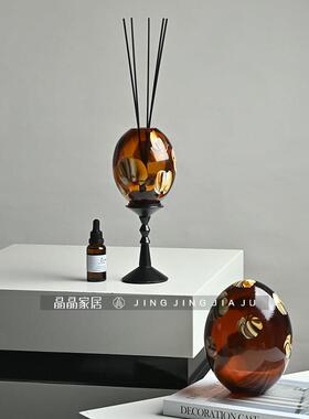 法式中古蛋形玻璃卫生间香薰摆件高级感小众奶油风装饰品摆件床头