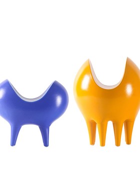 现代北欧简约创意陶瓷黄色蓝色抽象摆件样板间P售楼处酒店艺术装