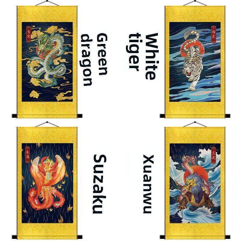 青龙、白虎、朱雀、玄武画、神兽挂画、四兽画像、绢卷画、客厅装,家居饰品,国画,淘宝优惠券,粉丝福利购,淘宝优惠卷