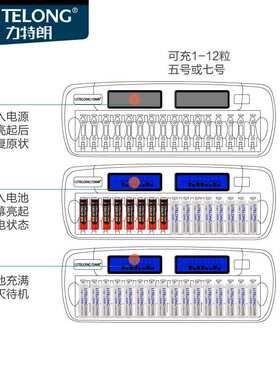 力特朗多功能快速充电器16槽支持5号7号充电电池充电器套装J86