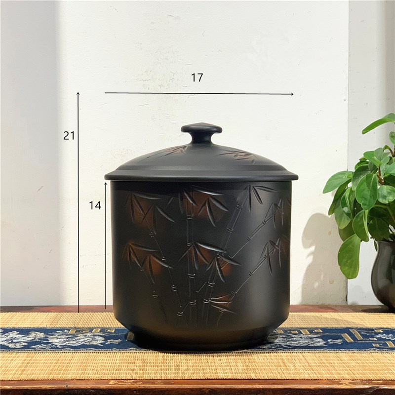云南茶叶罐普洱茶缸纯手工跳刀醒茶罐陶瓷家用密封储茶罐