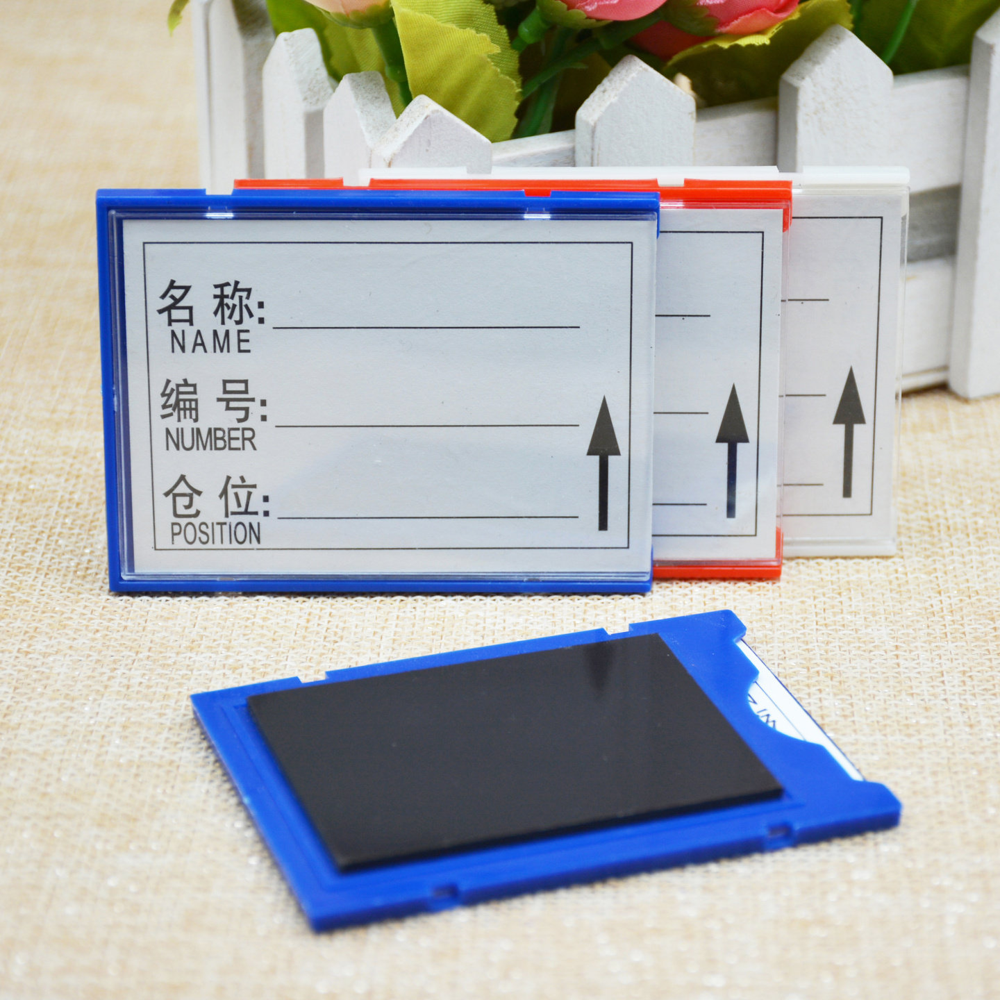 100个装全磁款磁吸标签牌磁性材料卡货架标示卡仓储物资档案柜磁