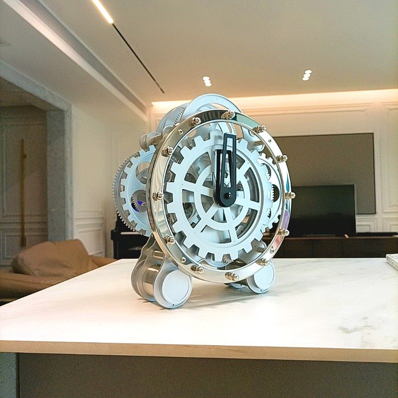 妙刻客厅钟 欧式齿钟 双脚座轮旋转钟锈创意钟表时钟 不 钢装饰表