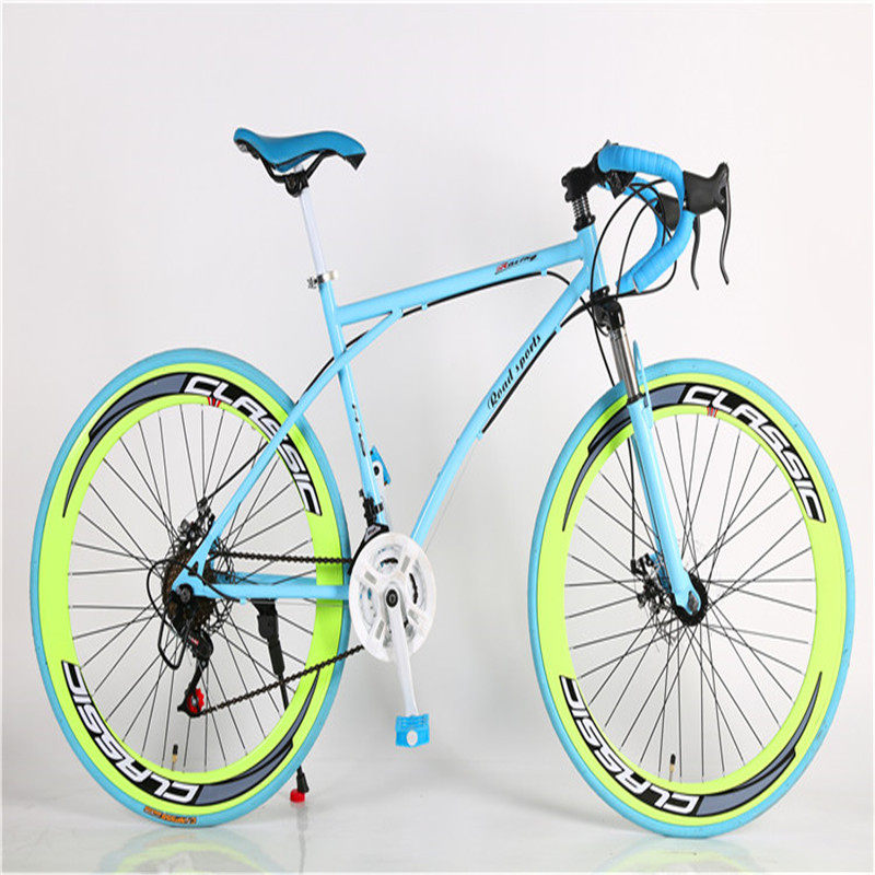 死飞变速自行车男双弯把减震复古公路赛女式竞速跑实心胎单车