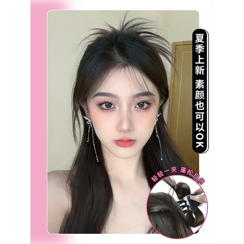 纯欲风~半扎鸡毛毽子头慵懒鸡窝丸子头假发抓夹高马尾发夹假发包