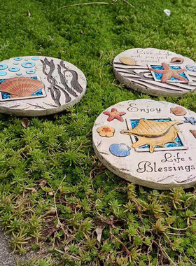 美式户外别墅草坪垫脚石海洋系列脚踏石庭院园林水泥脚踏石摆件