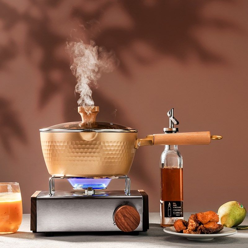 【内外不粘】金色雪平锅不粘奶锅20CM大容积一人食电磁明火通用