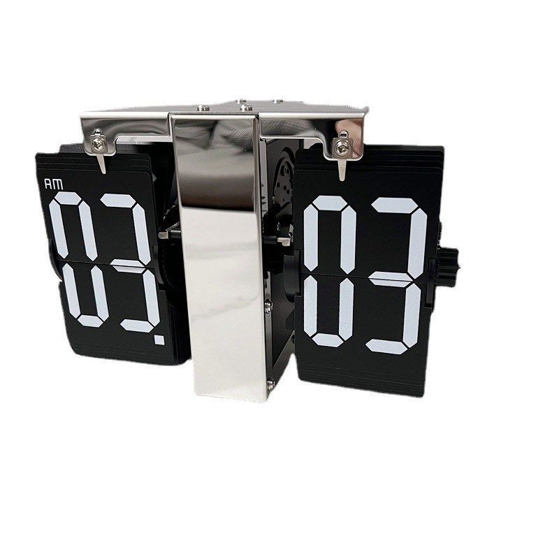 北欧家用机械自动翻页时钟桌面客厅时尚挂钟大号数字台式翻页钟表