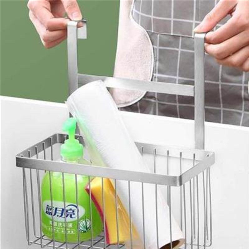 不锈钢厨房橱柜门柜挂篮调味瓶置物架可挂式收纳架储物篮子