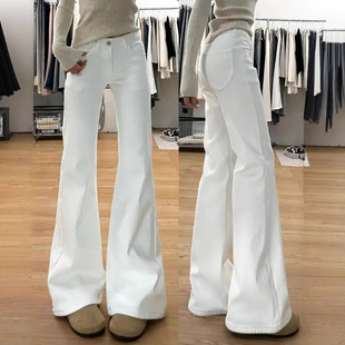 【春秋】新款白色不贴腿低腰显瘦宽松直筒拖地裤子微喇牛仔裤裤子