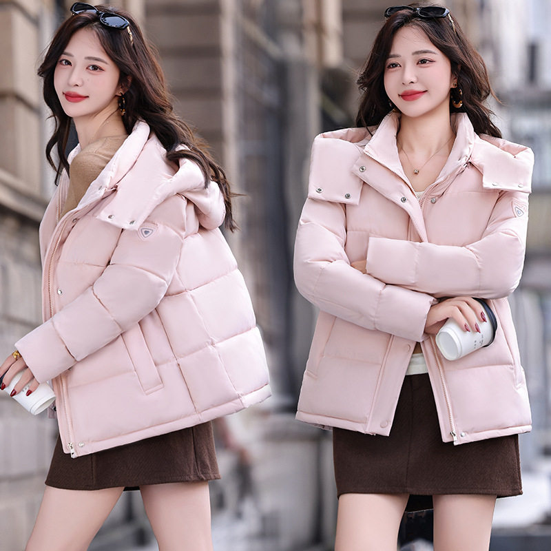 秋冬韩版宽松可拆帽加厚面包服女