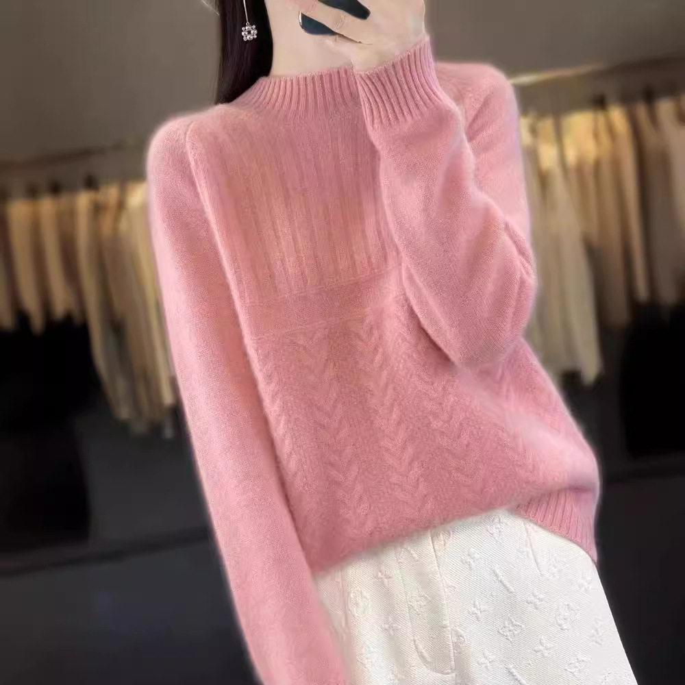 秋冬加厚半高领女针织毛衣