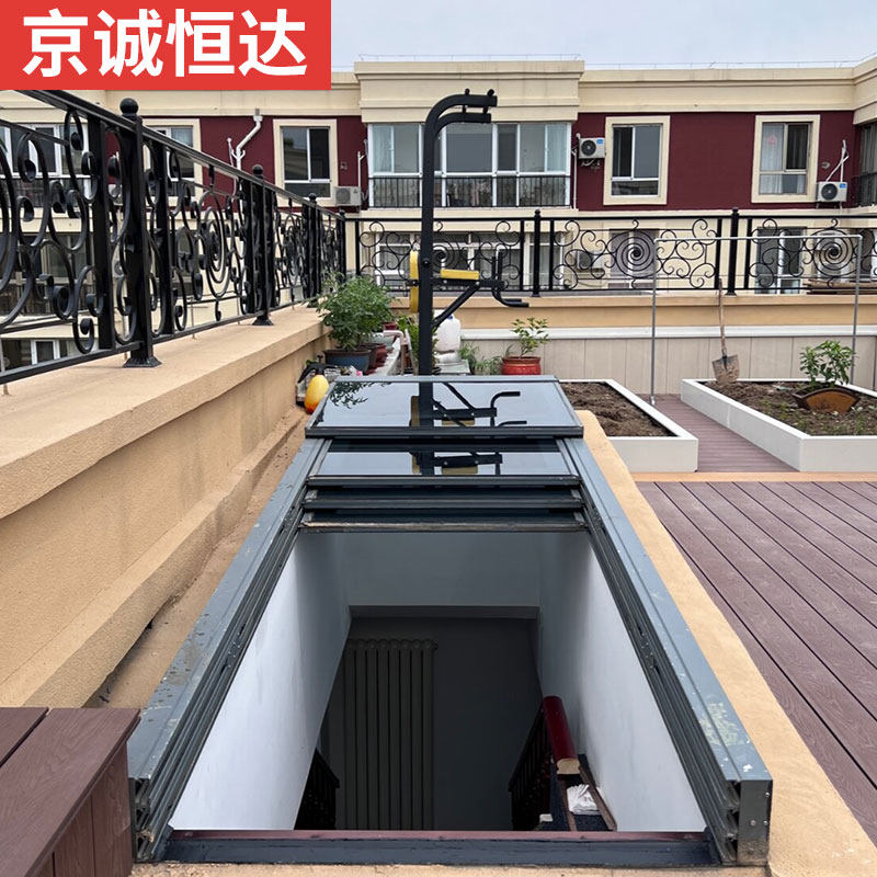 上海屋顶楼梯口电动平移天窗轨道手动楼顶推拉铝合金左右滑盖窗户