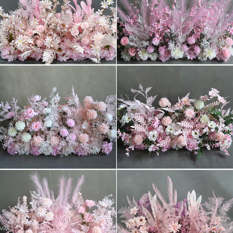 婚庆粉色地排花仿真花路引排花婚礼装饰布置花艺花材迎宾假花摆设