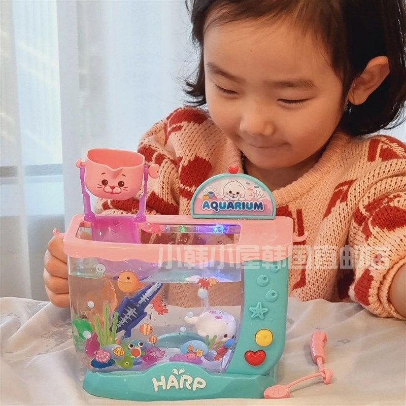 韩国真噗小海豹儿童仿哈养鱼缸水族馆宝宝过家家音乐钓戏游鱼玩具