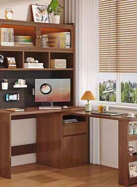 转角书桌书架一体家用可旋转桌小户型卧室公桌学习桌