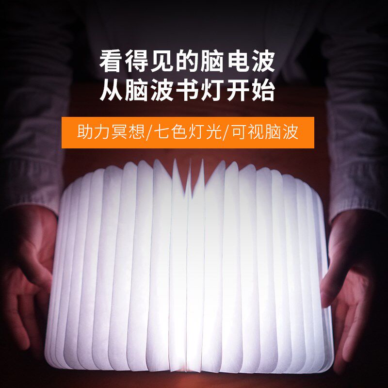 led创意便携式翻页折叠书页灯卧室台灯脑电波意念控制充电小夜灯