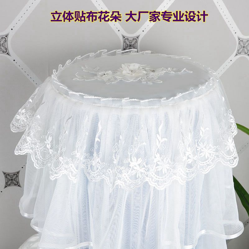 品尘纯白色欧雪蕾丝饮水机罩饮水机套防牌盖巾帘子式绒花