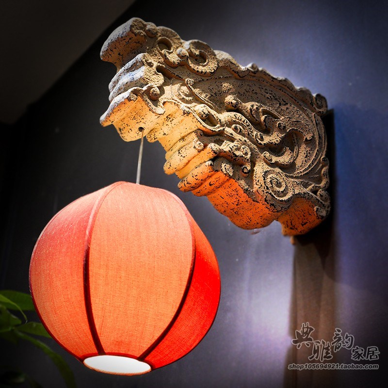 中式仿古简灯约灯走廊过道工程树脂工艺灯饰个性壁具吉祥龙头吊灯