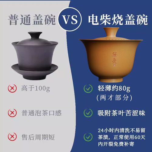 建水紫陶盖碗柴烧手抓壶茶杯单个高档大号不烫手泡茶具陶瓷带盖轻