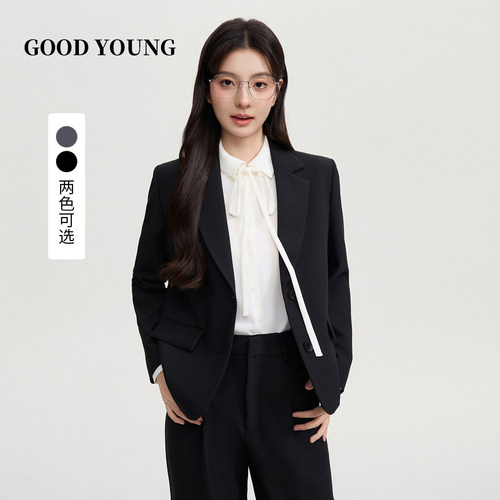 GOODYOUNG短款黑色西装上衣