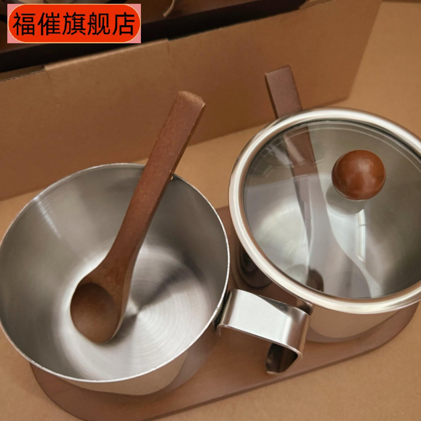 不锈钢相思木调味瓶罐三件套｜
