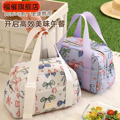 时尚手提饭盒袋大容量防污便当包