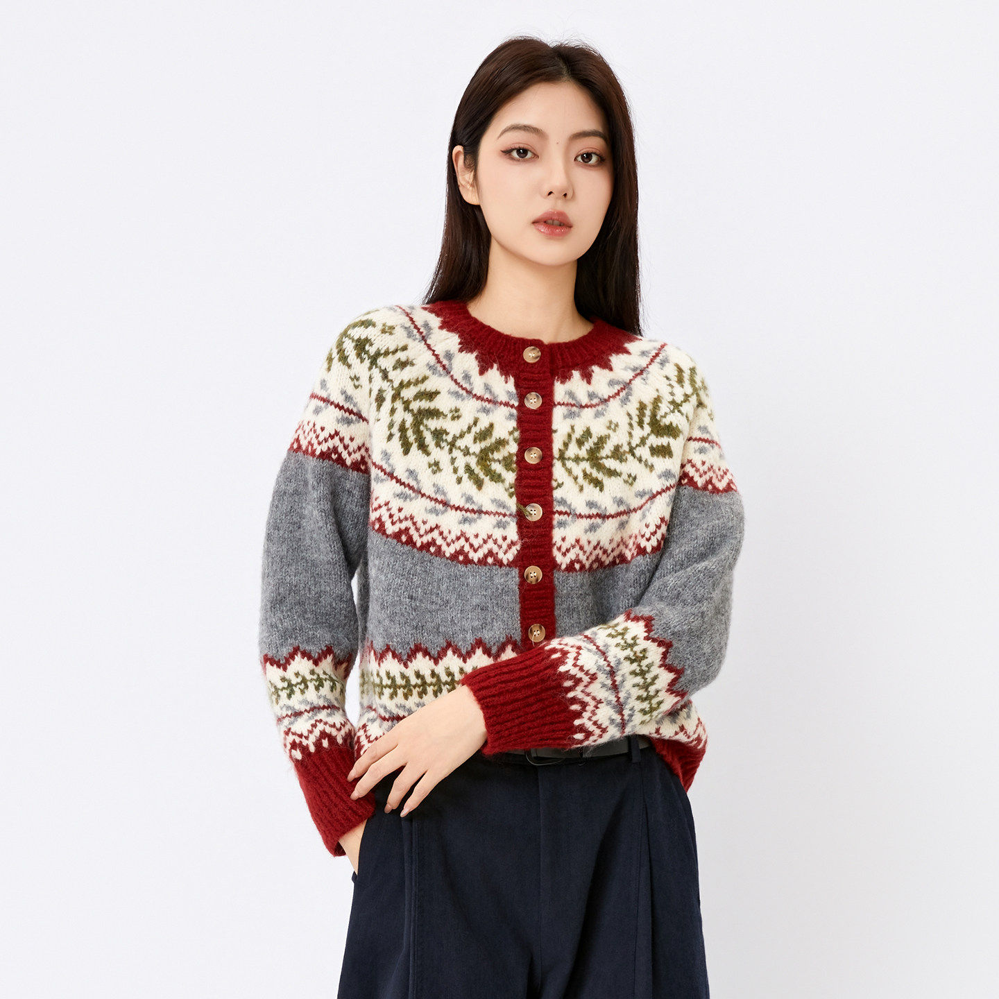 阅涵毛衣针织衫2026春季新款慵懒风宽松开衫毛衫高级感羊毛衫