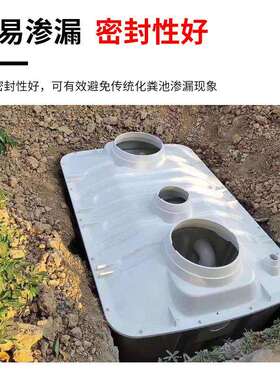 玻璃钢化粪池SMC白色三格式化粪池家用模压净化槽一体成型化粪池