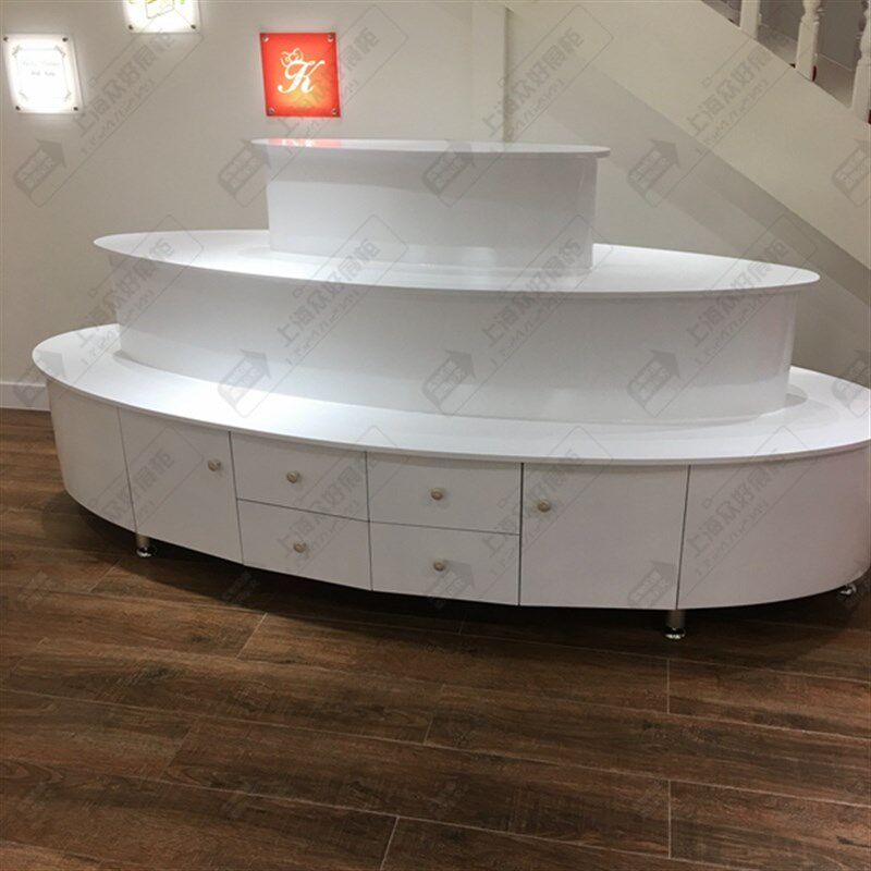 流水台高档圆形中岛柜双面展示台三层中岛展台高低饰品店鞋店中岛