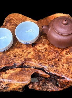 诧寂风天然随形香瘤树杉木意瘤疤金丝根雕 禅满实木干泡茶盘底座