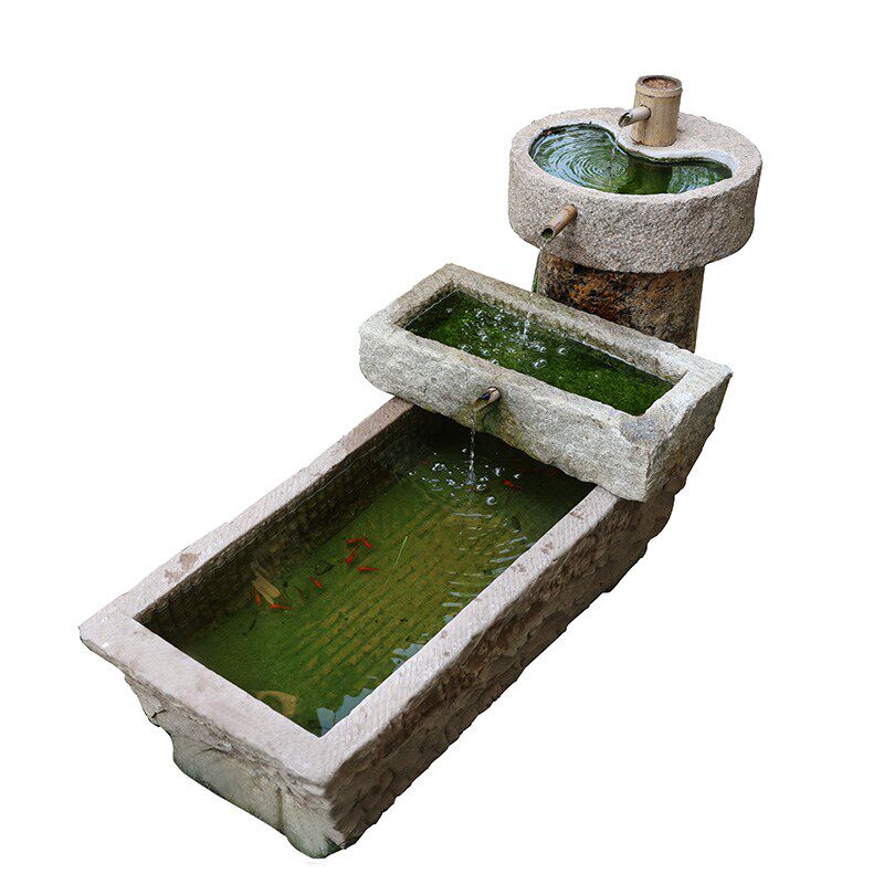 青石牛槽鱼缸马槽流水件旧石槽水景大型招财摆老庭泉水槽喷院室外