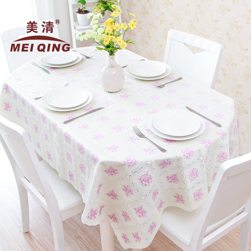 椭圆形桌布 椭圆餐桌子布防水防油 PVC欧式塑料蕾丝 椭圆桌餐桌垫
