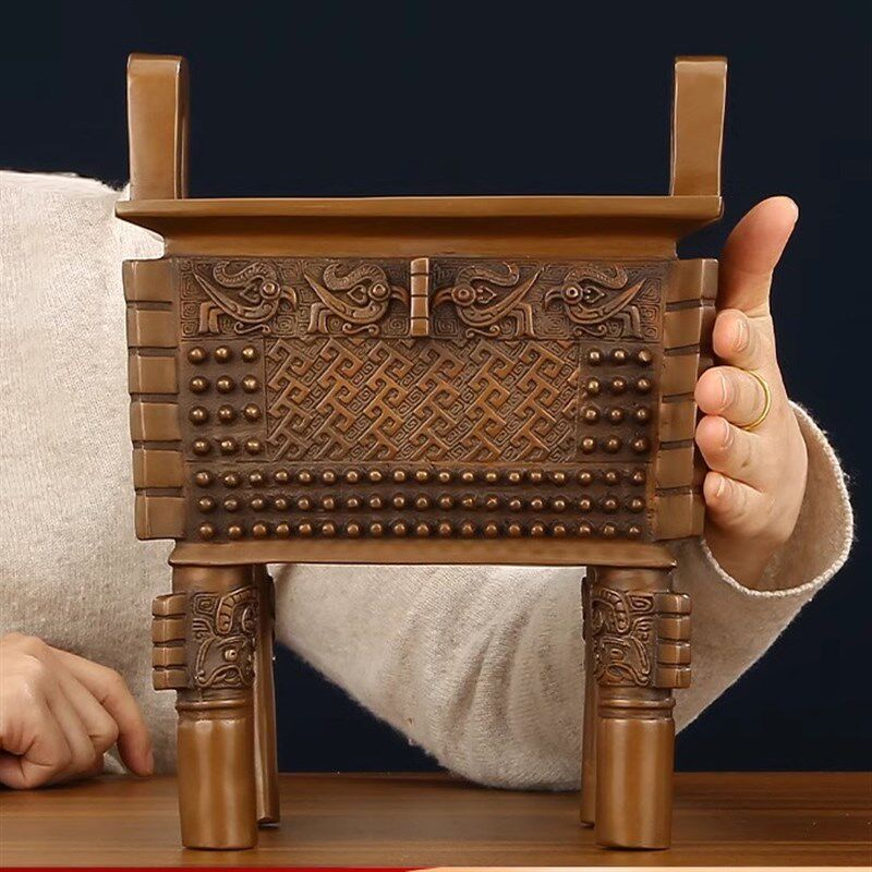 紫铜父戊方鼎摆件客厅办公室家居工艺品开业礼品