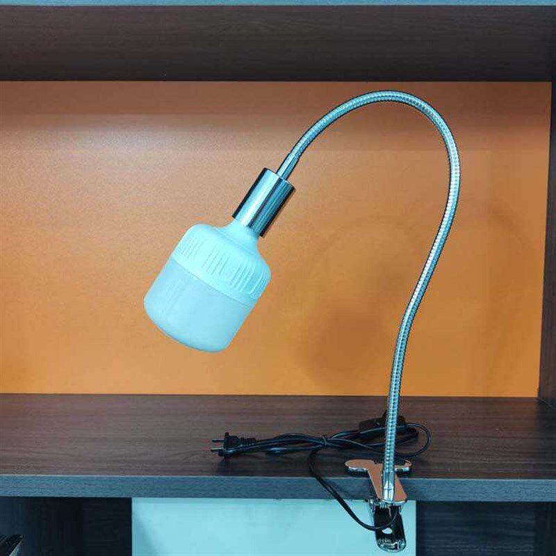 e27金属夹子LED陶瓷螺口台灯书桌卧室工作工厂补光灯软管万向灯座