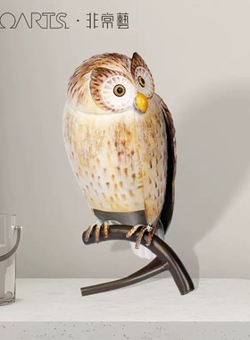 田园创意铁艺猫头鹰雕塑金属动物猫头鹰工艺品书桌摆件花园装饰