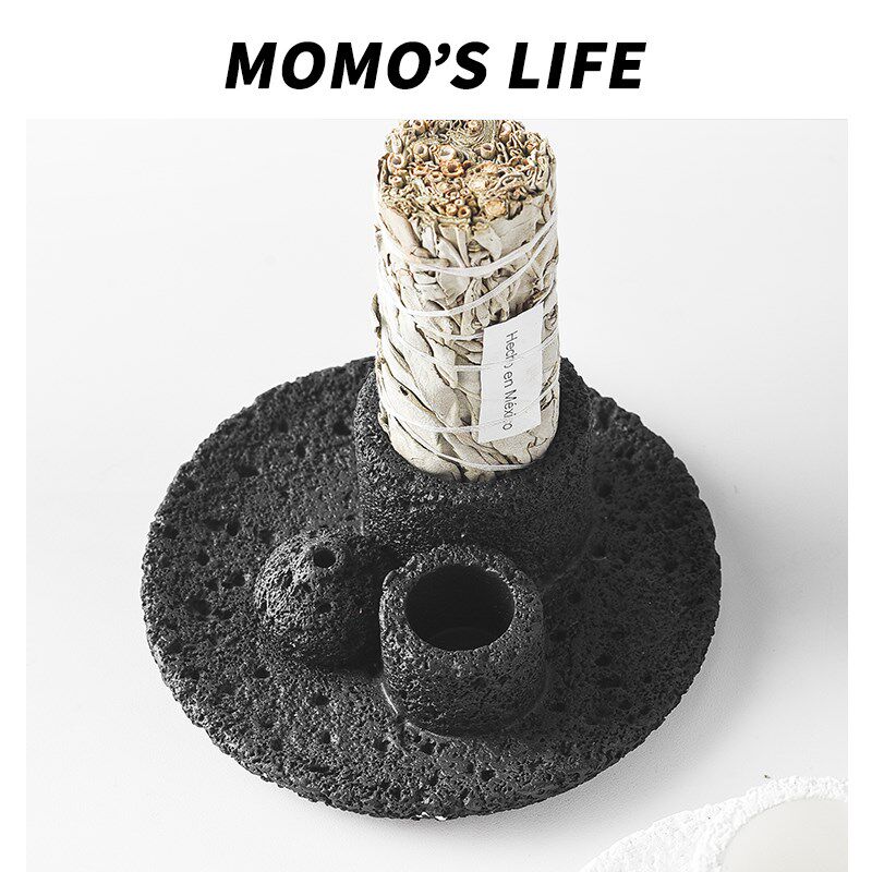 陶瓷燃烧工具复古中式香插壁炉圣木托盘鼠尾草底座多功能三用香座