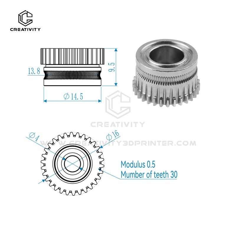 K1/K1C/Ender3v3双齿轮挤出套件升级硬化钢合金齿轮3D打印机配件