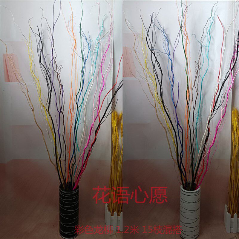干树枝真树枝 彩色龙柳 橱窗隔断落地桌面摆放干枝花枝树枝花艺
