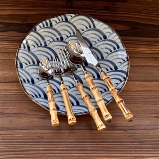 西餐勺 竹制把手勺子 刀叉 饭匙 304不锈钢勺 国制 汤勺 森屿食堂