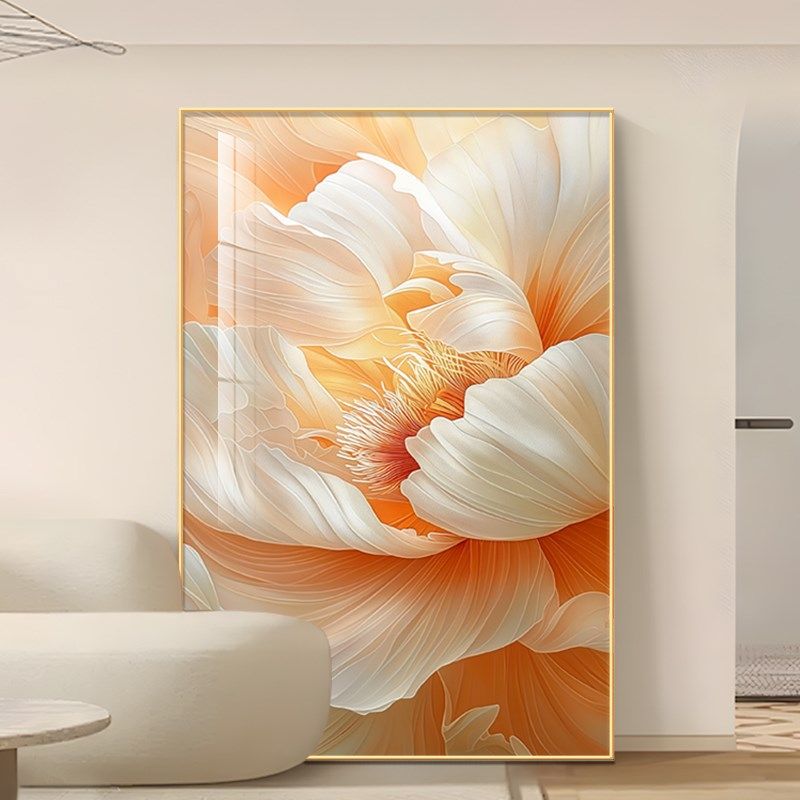 2024新款奶油风花开富贵客厅装饰画绽放牡丹花沙发背景墙大幅挂画,家居饰品,现代装饰画,淘宝优惠券,粉丝福利购,淘宝优惠卷