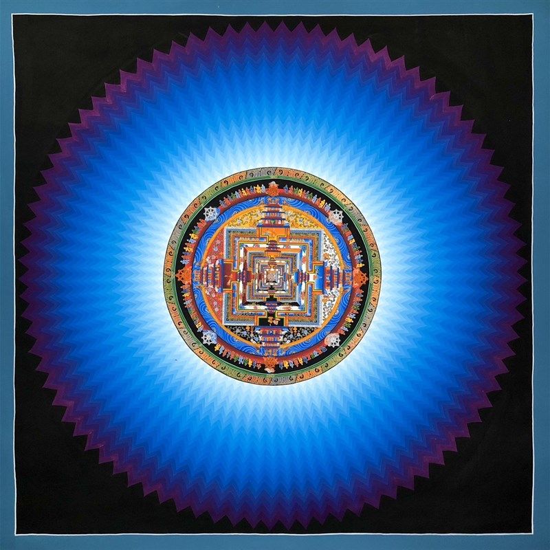 爆款唐卡纯手工画布一米光晕时轮金刚坛城尼泊尔西藏玄关装饰挂画