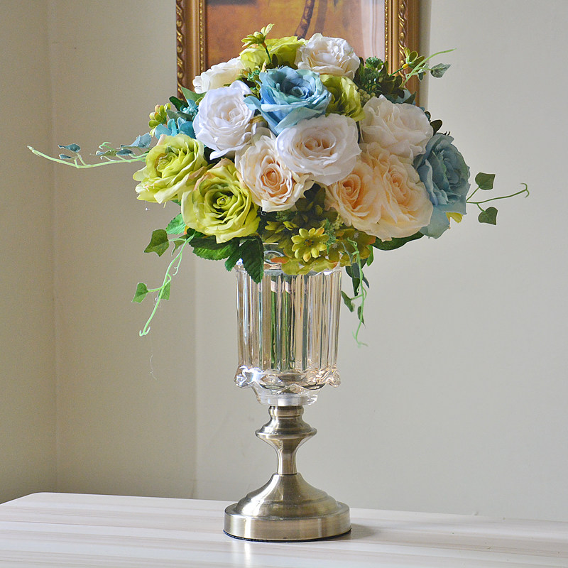 高档新古典欧式古铜水晶玻璃花瓶样板房家居装饰客厅餐桌花瓶摆件,家居饰品,花瓶,淘宝优惠券,粉丝福利购,淘宝优惠卷
