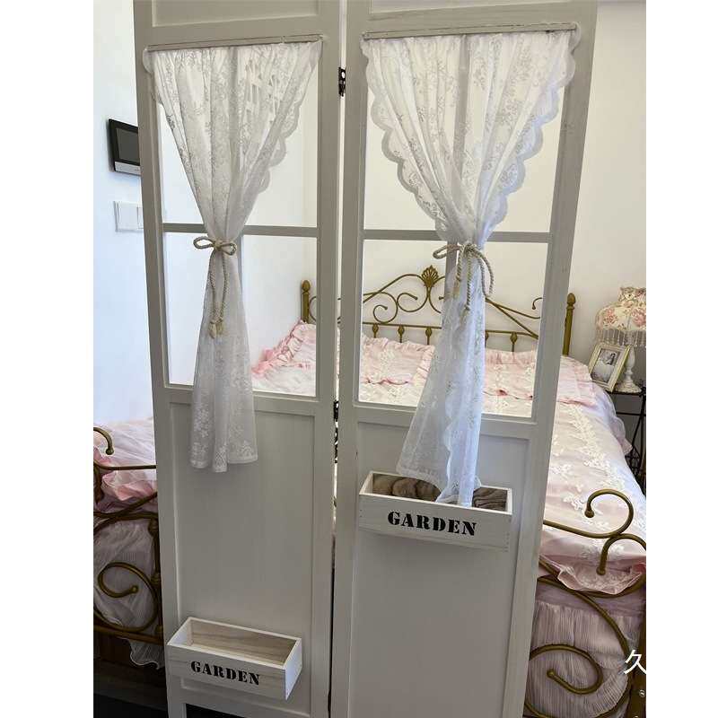 复古折叠屏风纱帘进门实木遮挡隔断花架橱窗镂空服装店直播背景