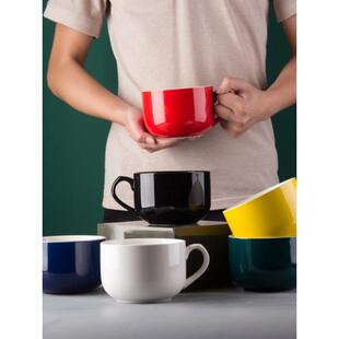 750ml大陶瓷杯泡面杯可微波炉牛奶杯带盖带勺大容量燕麦马克杯