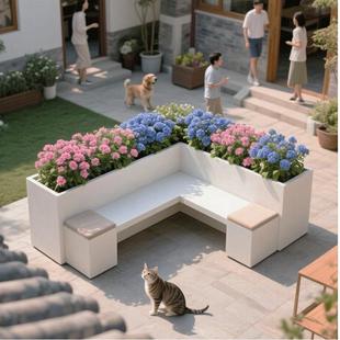 阳台不锈钢座椅花箱组合坐凳户外庭院商业街隔断铁艺卡座花槽花池